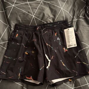 lululemon athletica Black Swim Trunks with Multicolor Accents